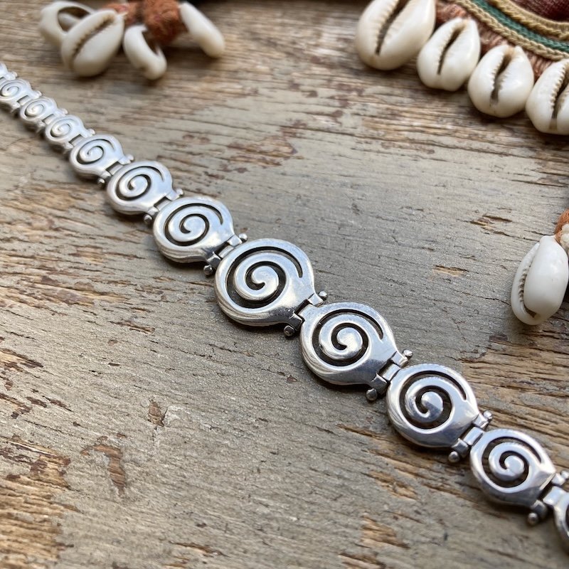 Funky Vintage Solid Silver Spiral Bracelet
