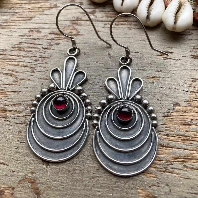 vintage sterling silver and garnet earrings 3.jpeg