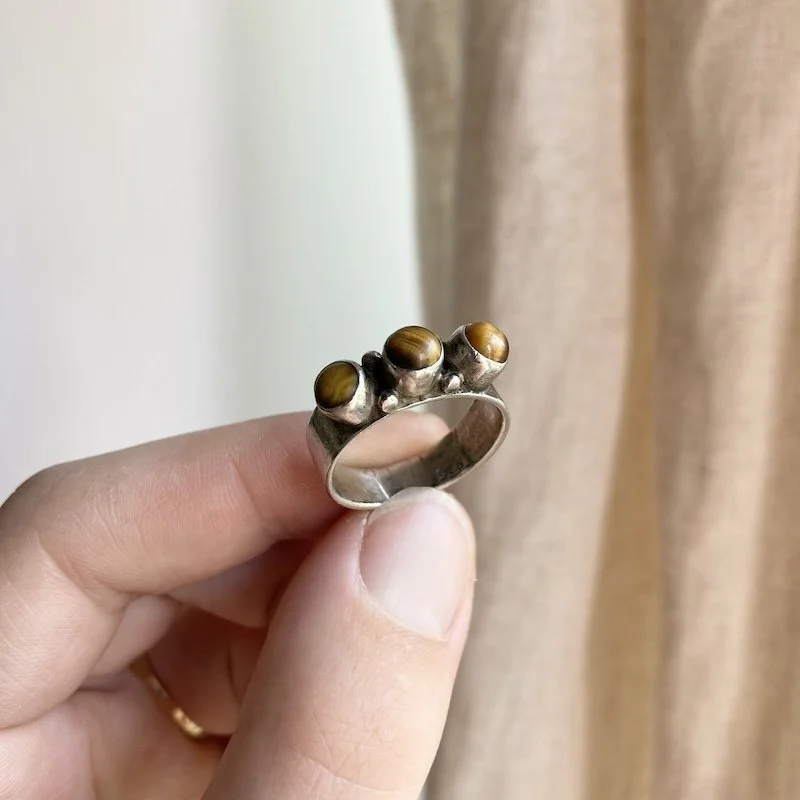 vintage sterling silver triple tiger's eye ring 4.jpeg