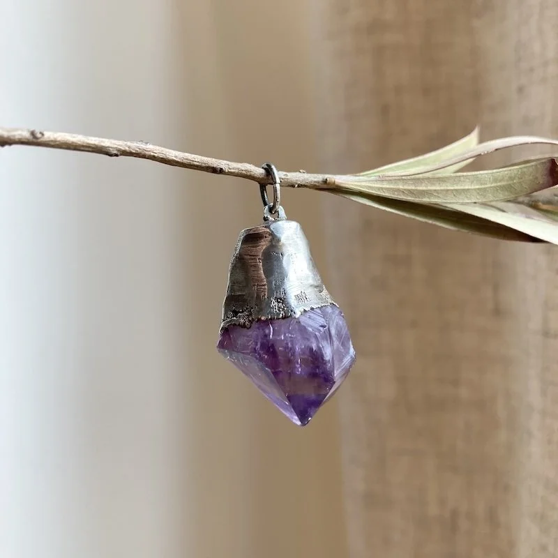 chunky sterling silver amethyst crystal pendant 5.jpeg