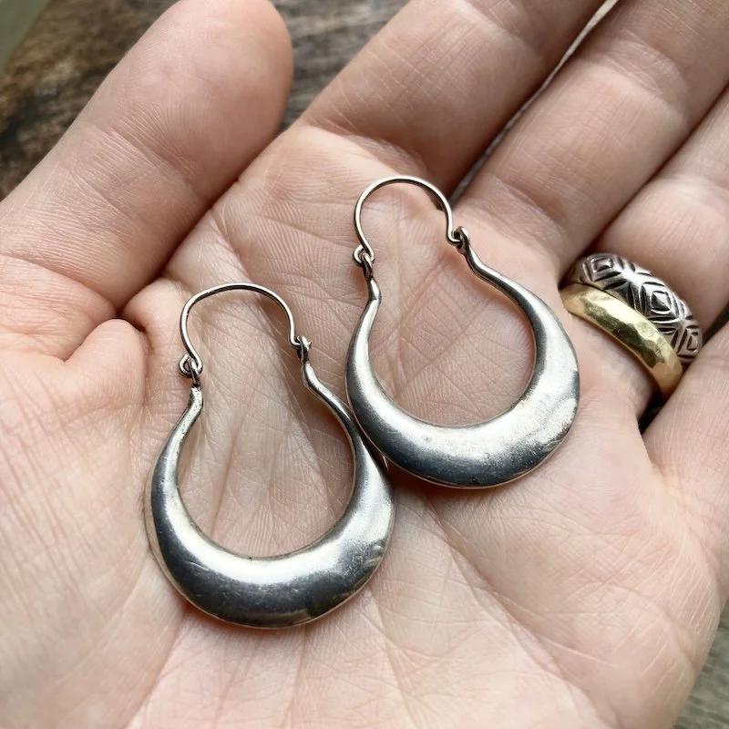 Fab Vintage Simple Sterling Silver Hoops