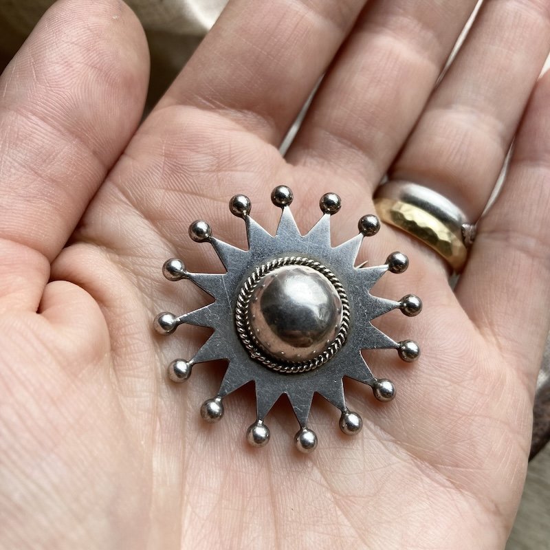Amazing Vintage Sterling Silver Bohemian Brooch