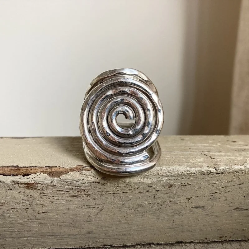 Fab Vintage Large Sterling Silver Spiral Ring