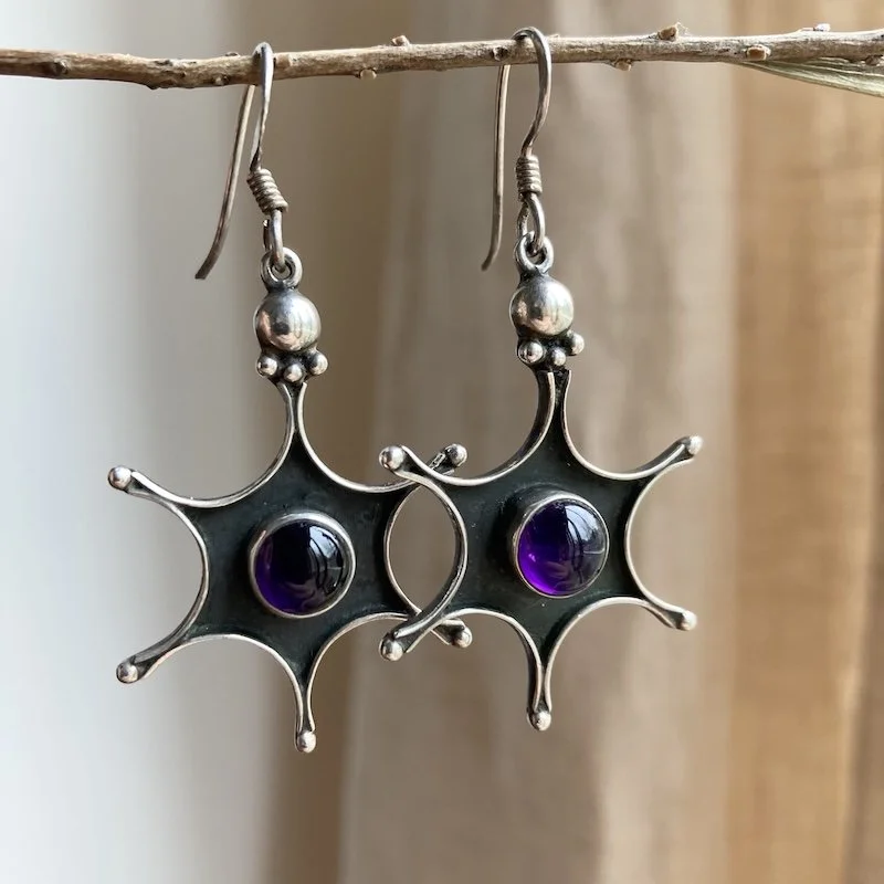 sterling silver and amethyst starburst earrings 4.jpeg