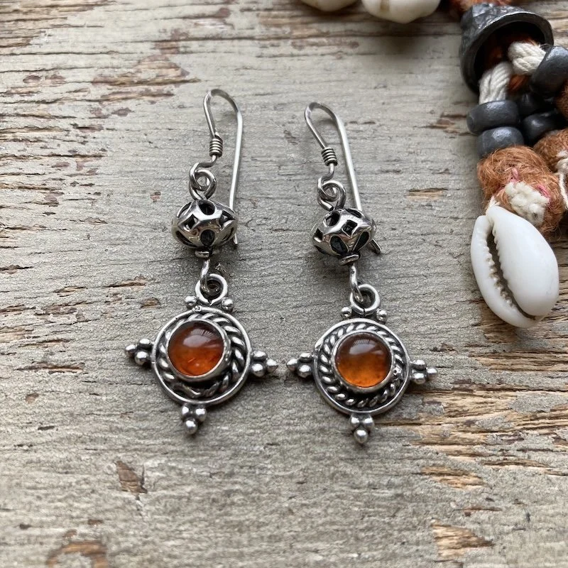 vintage sterling silver orange carnelian earrings 1.jpeg