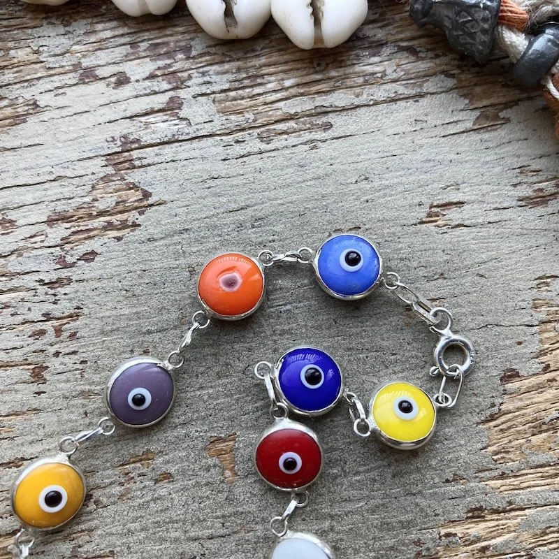 sterling silver and glass rainbow evil eye bracelet 2.jpeg