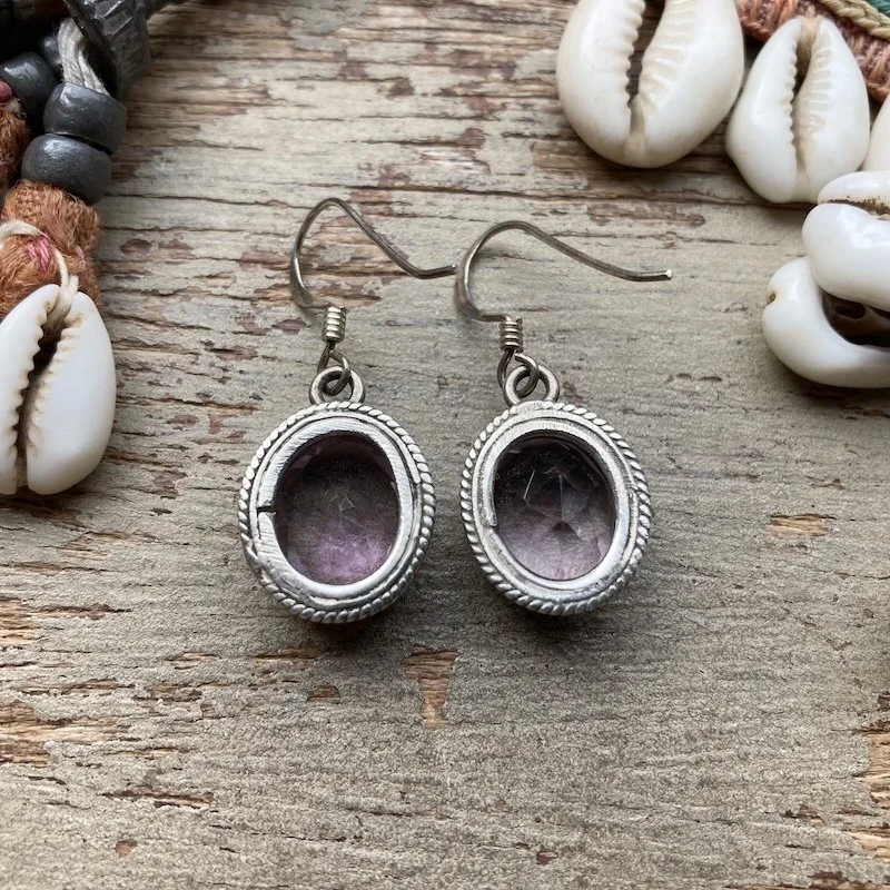 vintage sterling silver chunky amethyst earrings 3.jpeg