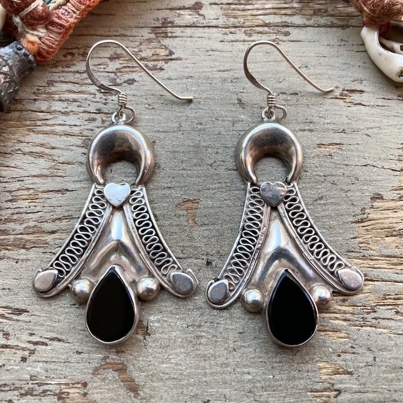 ornate sterling silver and black onyx earrings 1.jpeg