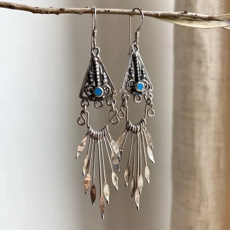 vintage bohemian sterling silver dangly earrings 5.jpeg