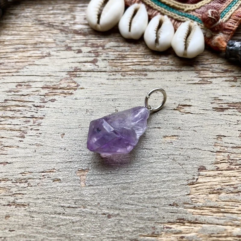 Lovely Raw Amethyst Crystal Pendant
