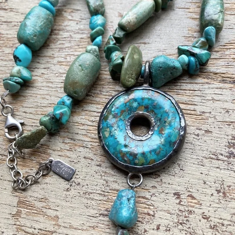 Peyote Bird turquoise and sterling silver necklace 2.jpeg