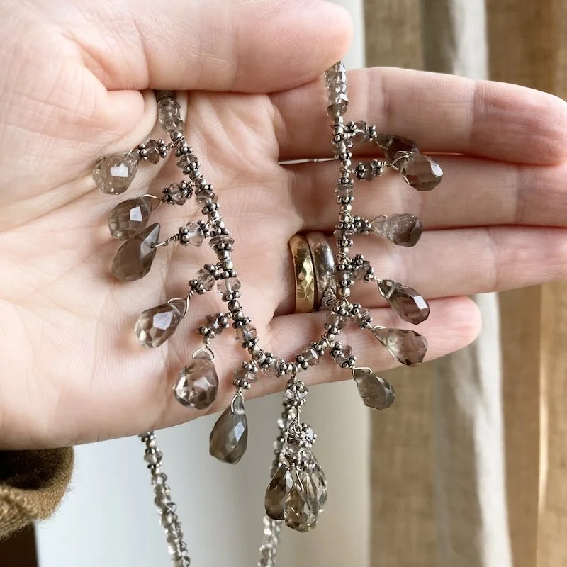 sterling silver and smokey quartz crystal necklace  3.jpeg