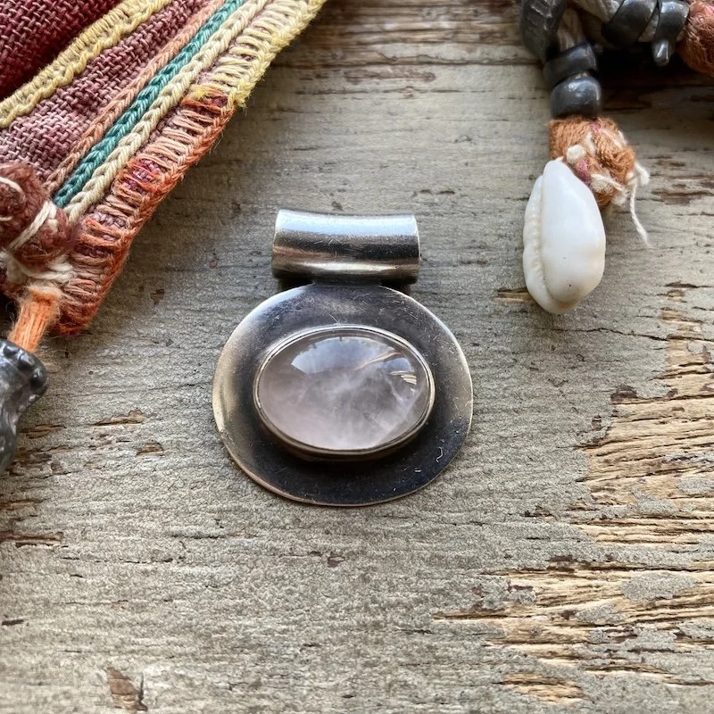 vintage sterling silver rose quartz pendant 1.jpeg