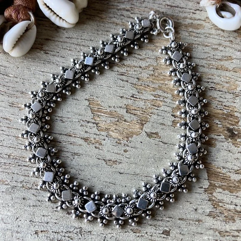 Beautiful Indian Ornate Sterling Silver Bracelet