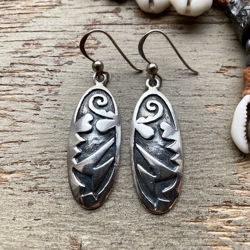 Fab Vintage Funky Sterling Silver Dangly Earrings