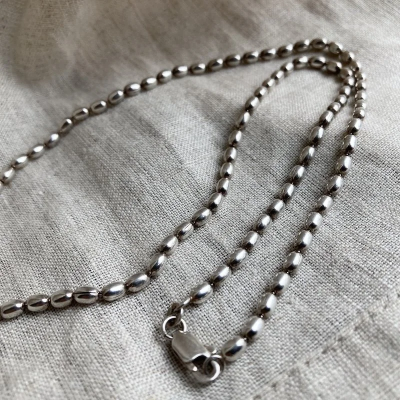 Amazing Vintage Sterling Silver Beaded Chain Necklace
