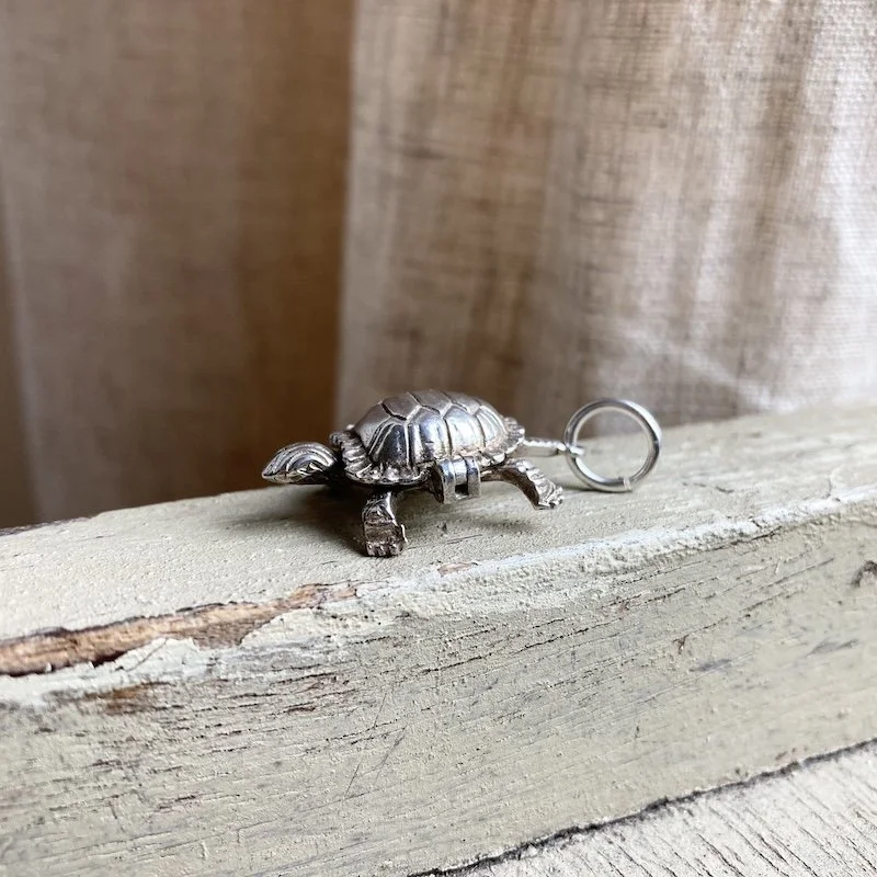 Vintage Sterling Silver Tortoise and Hare Pendant