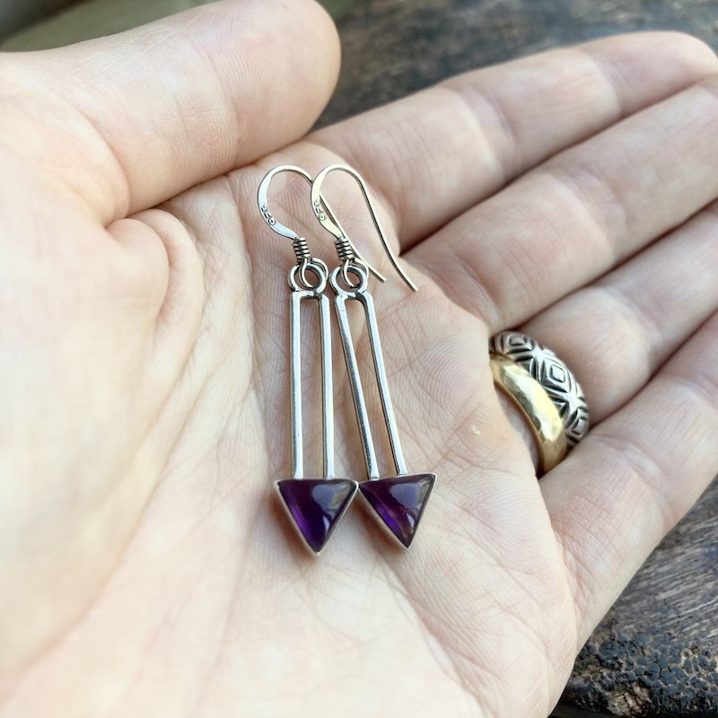 modernist sterling silver and amethyst earrings 4.jpeg