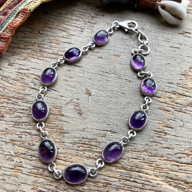 sterling silver and amethyst cabochon bracelet 1.jpeg