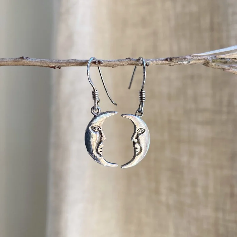 Dreamy Sterling Silver Celestial Moon Earrings