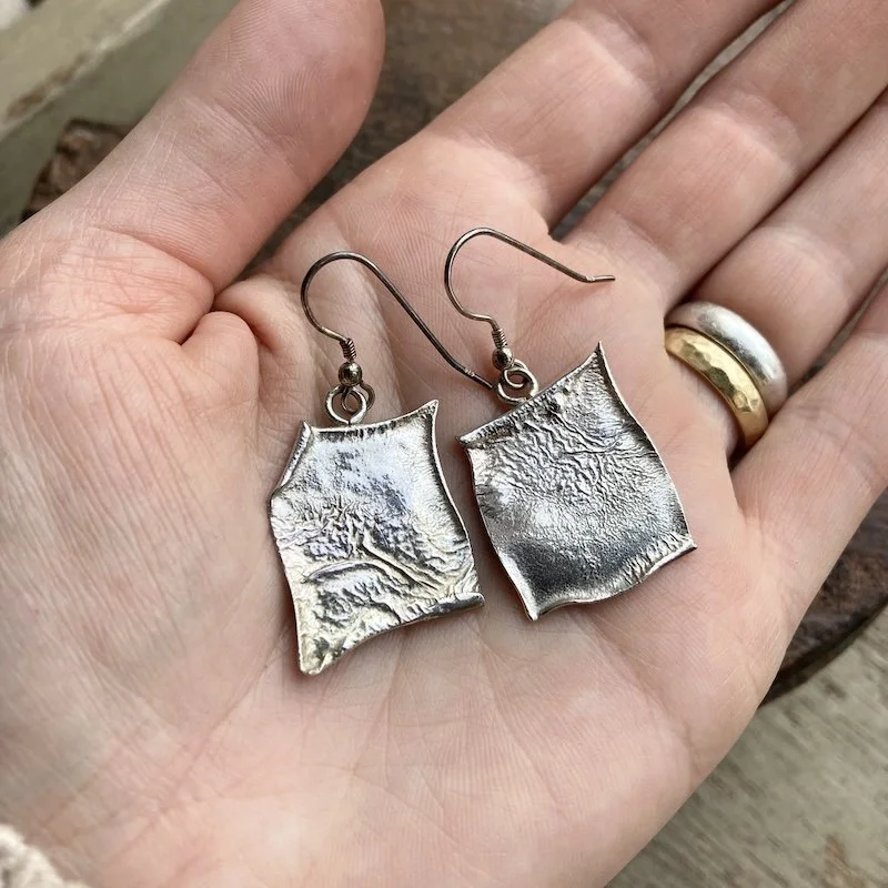 handmade modernist textured sterling silver earrings 4.jpeg