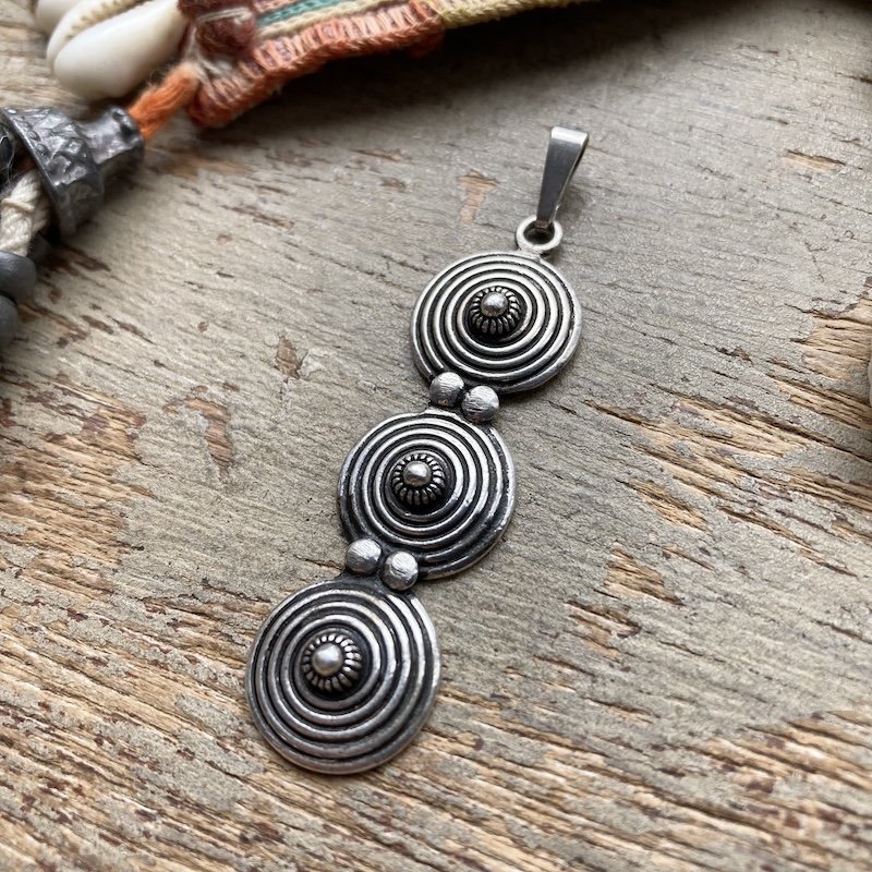 Funky Vintage Sterling Silver Spiral Pendant