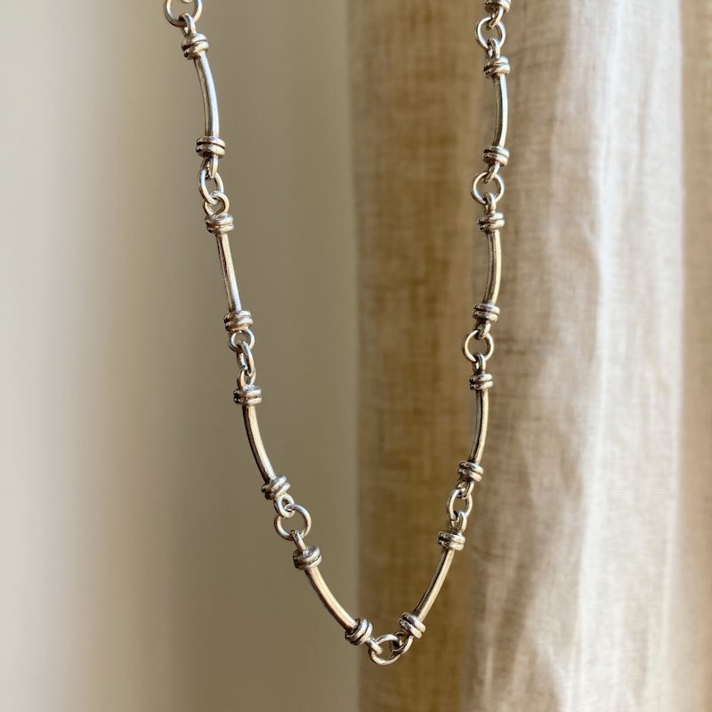 Amazing Vintage Solid Silver Bar Link Necklace