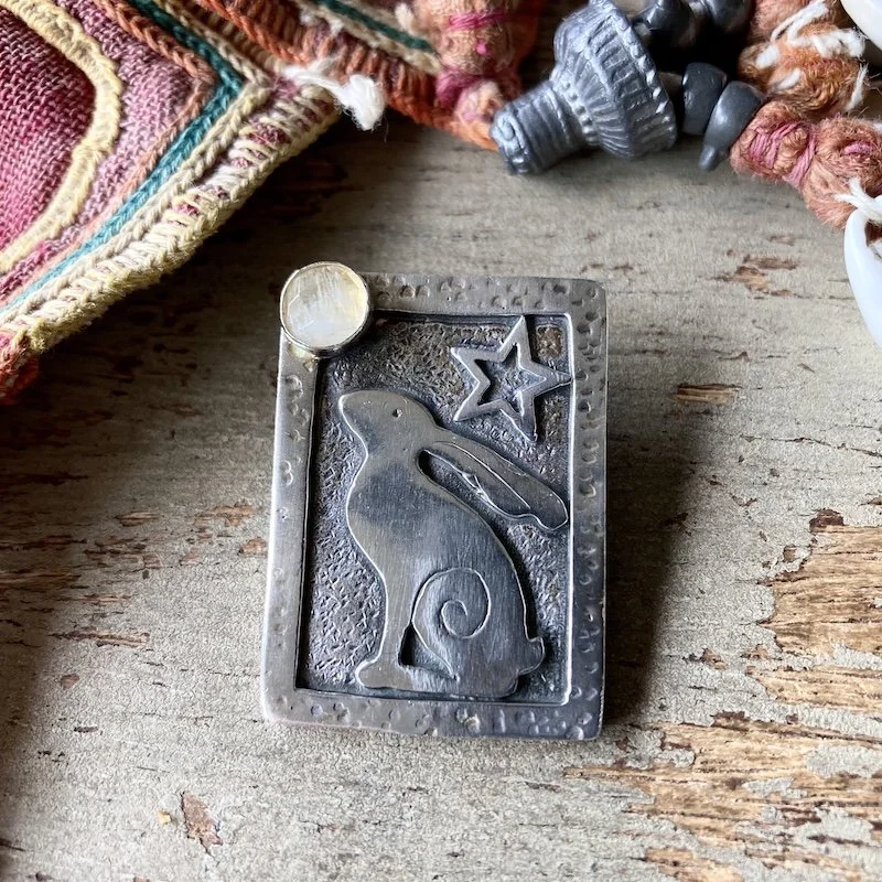 handmade sterling silver hare and moon pendant 1.jpeg