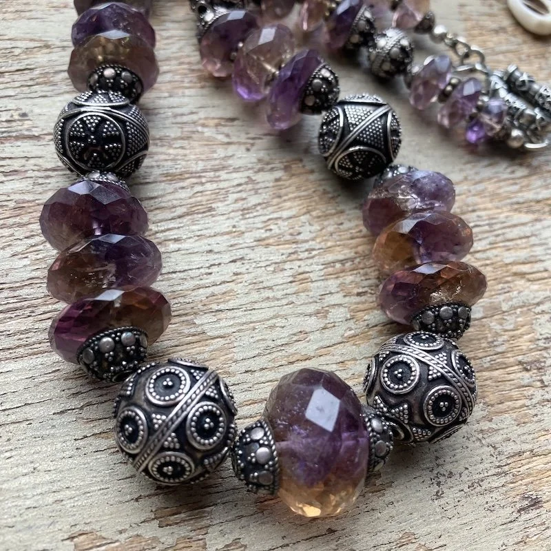 handmade chunky  amethyst and sterling silver beaded necklace 2.jpeg