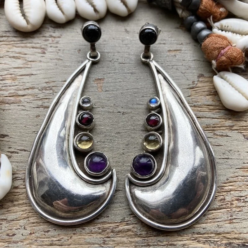 large vintage sterling silver gemstone set earrings 1.jpeg