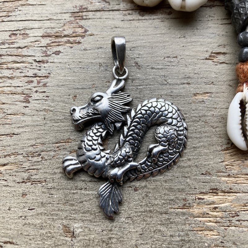 Amazing Solid Silver Dragon Pendant