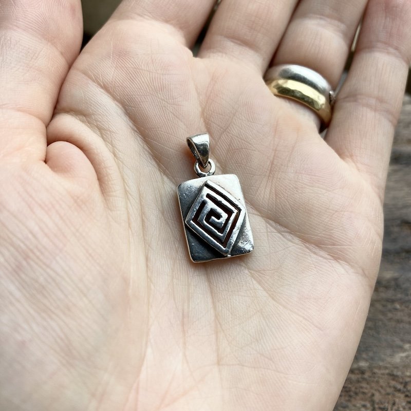 Funky Vintage Sterling Silver Spiral Pendant