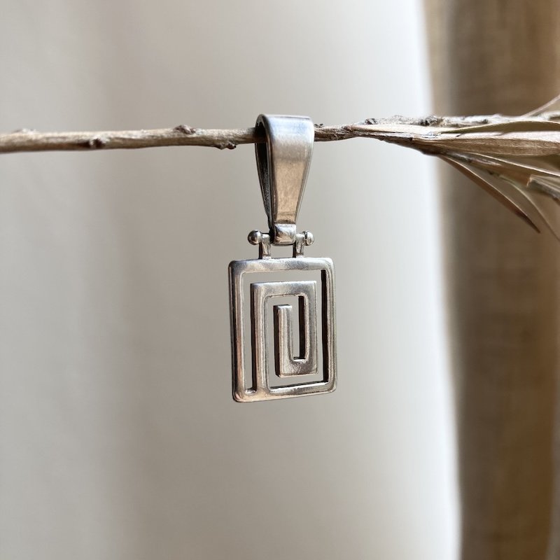 Funky Sterling Silver Square Spiral Pendant