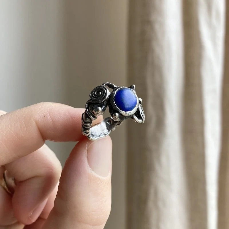 handmade unique solid silver and lapis lazuli ring 2.jpeg