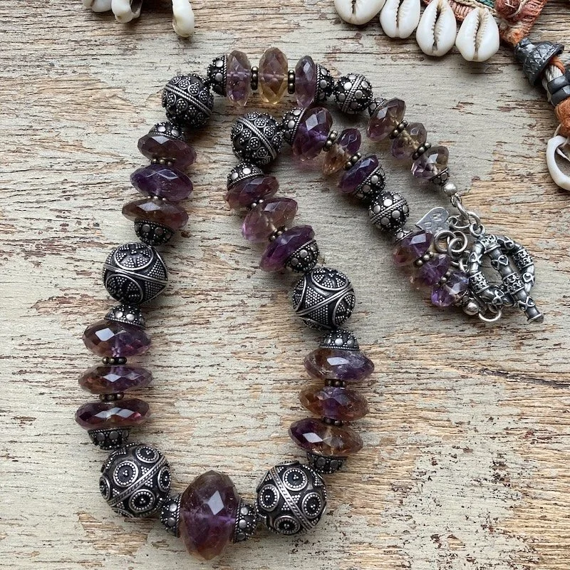 handmade chunky  amethyst and sterling silver beaded necklace 1.jpeg