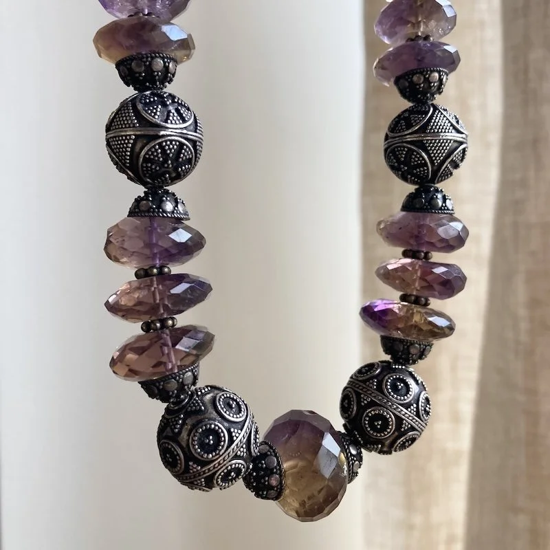handmade chunky  amethyst and sterling silver beaded necklace 3.jpeg