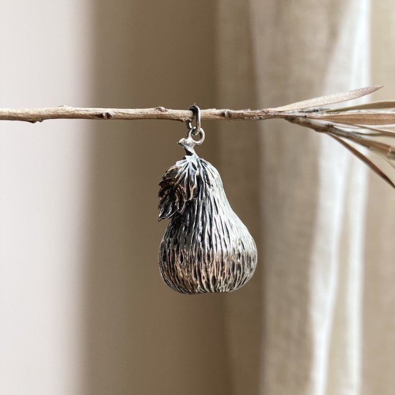 Amazing Vintage Sterling Silver Pear Pendant