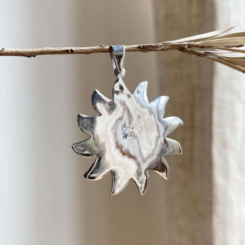 Dreamy Sterling Silver and Gold Celestial Sun Pendant