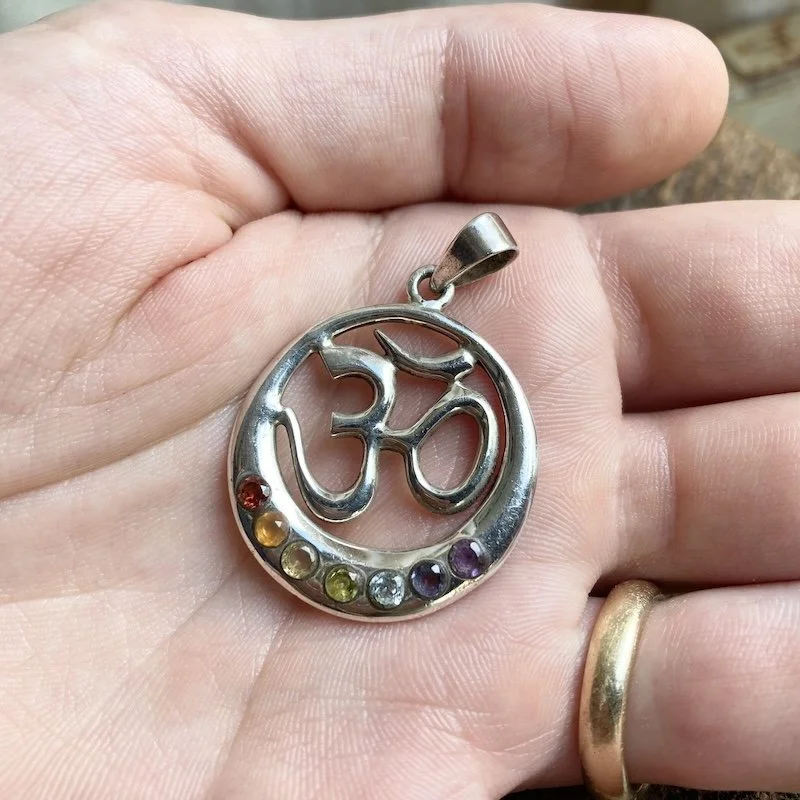 sterling silver rainbow Om pendant 1.jpeg