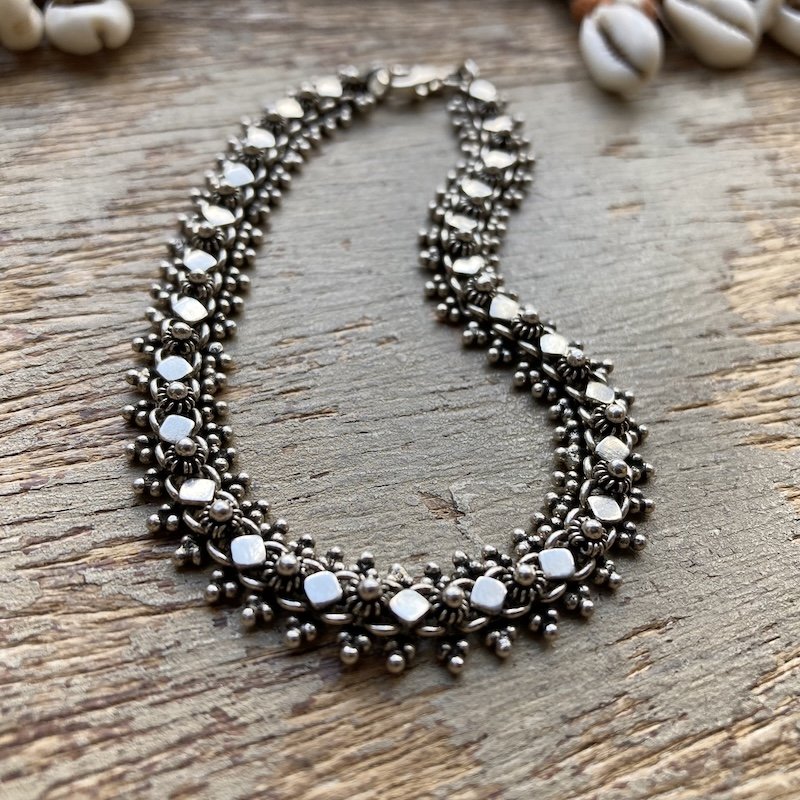 Beautiful Indian Ornate Sterling Silver Bracelet