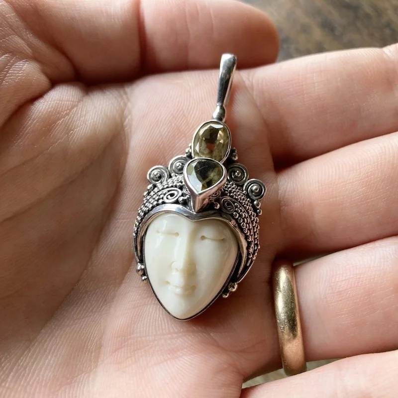 small sterling silver and citrine Balinese goddess pendant 4.jpeg