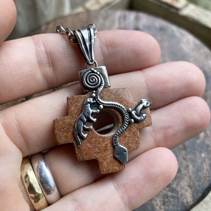 Wonderful Vintage Peruvian Chakana Necklace With Animals