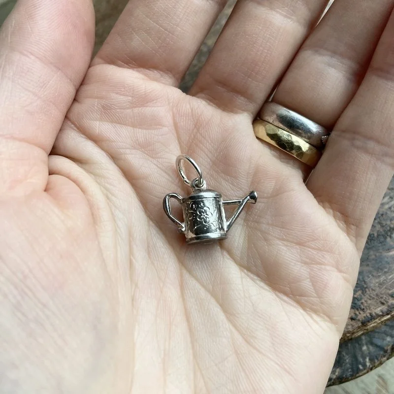 Sweet Little Vintage Sterling Silver Watering Can Pendant