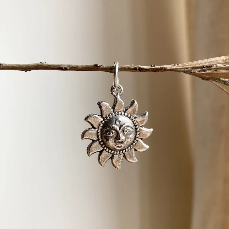 Dreamy Indian Sterling Silver Celestial Sun Pendant
