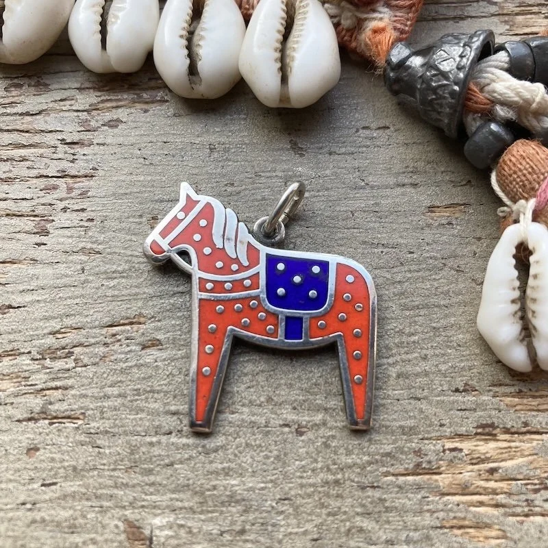 vintage sterling silver enamel horse pendant 1.jpeg