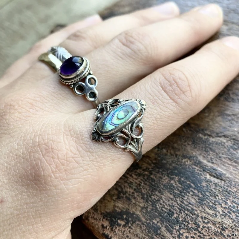 vintage ornate sterling silver abalone shell ring 4.jpeg