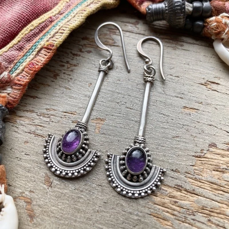 sterling silver and amethyst Balinese earrings 2.jpeg