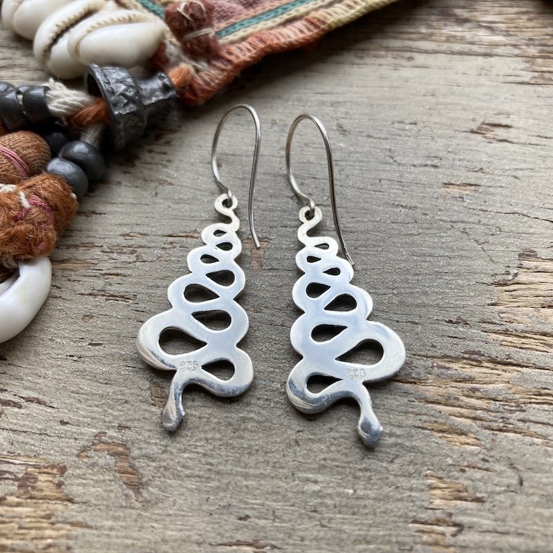 Fab Sterling Silver Dangly Snake Earrings