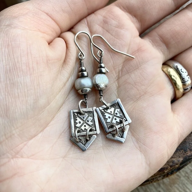 handmade dangly sterling silver earrings with pearls 4.jpeg