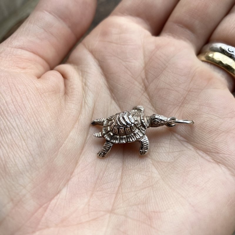 Fab Vintage Sterling Silver Turtle Pendant